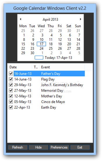 Google Calendar Client screenshot
