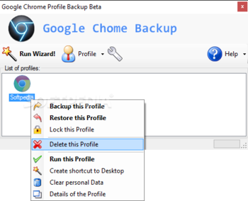 Google Chrome Backup screenshot