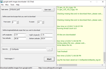 Google Earth images downloader screenshot