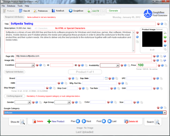 Google Product Feed Generator Lite screenshot