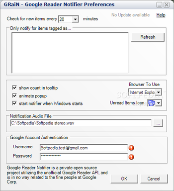 Google Reader Notifier screenshot