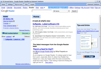 Google Reader Satellite screenshot