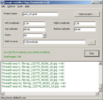 Google Satellite Maps Downloader screenshot