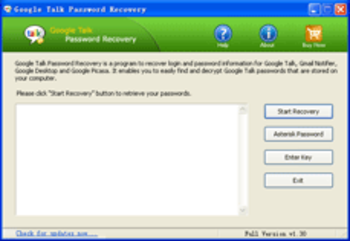 Google Talk Password Recovery screenshot