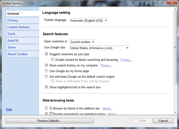 Google Toolbar screenshot 7