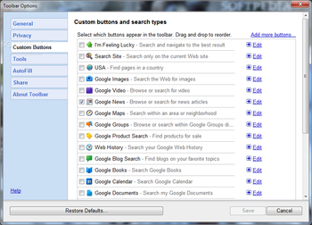 Google Toolbar screenshot 9