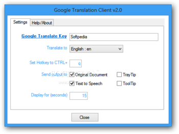 Google Translate Client screenshot