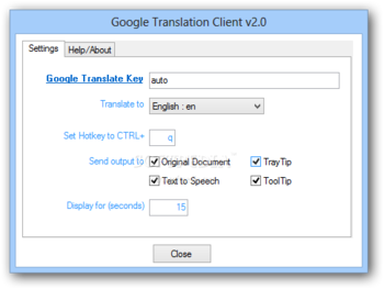 Google Translation Client screenshot