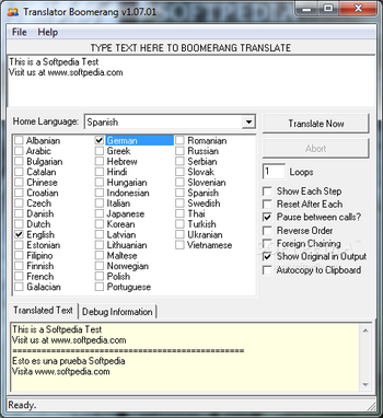 Google Translator Boomerang screenshot