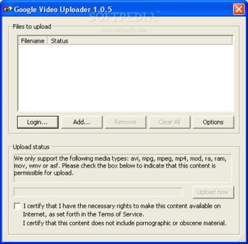 Google Video Uploader screenshot