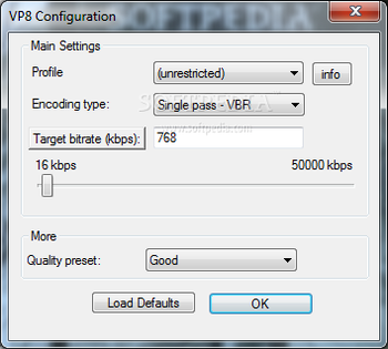 Google VP8 Video For Windows codec screenshot