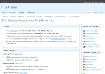 Google XML Sitemaps screenshot
