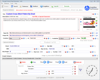 GoogleBase Products Feed Generator Lite screenshot