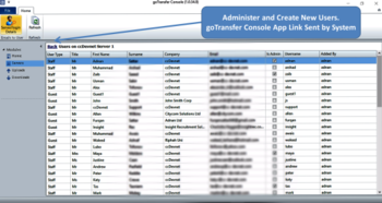 goTransfer File Transfer Console screenshot