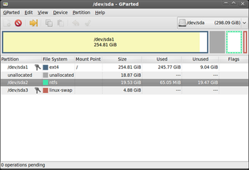 GParted screenshot