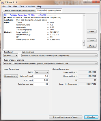 G*Power screenshot 5