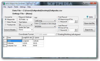 GPS Utility Import File Converter screenshot