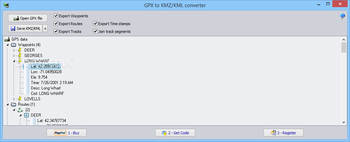 GPX to KMZ / KML converter screenshot