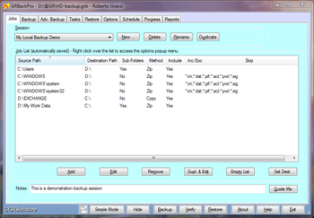 GRBackPro - Server Backup screenshot