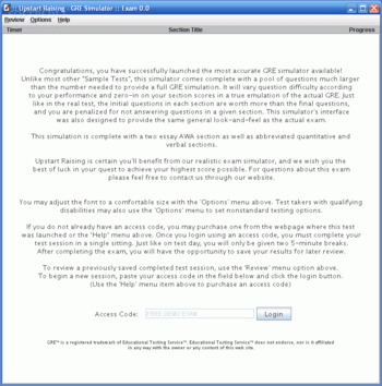 GRE Test Simulator screenshot