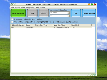 Green Computing Shutdown Scheduler screenshot