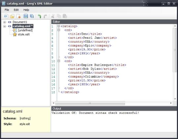 Greg's Xml Editor screenshot