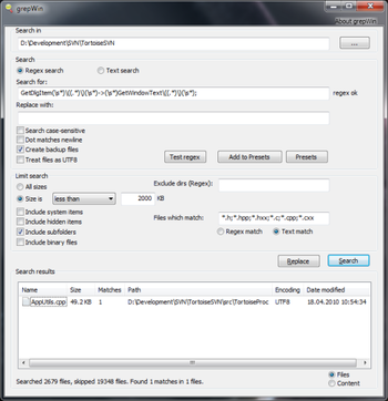 GrepWin screenshot