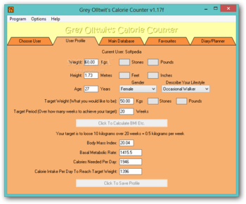 Grey Olltwit's Calorie Counter screenshot