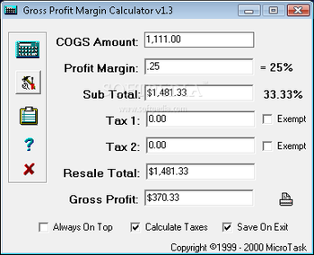 Gross Profit Margin Calculator screenshot