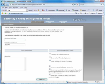 Group Management Portal screenshot