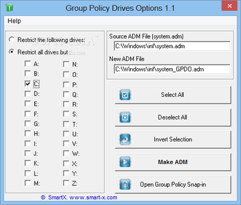 Group Policy Drives Options screenshot