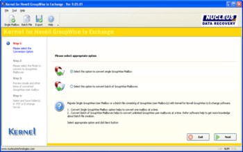 Groupwise to Exchange Migration screenshot