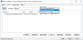 GRSoftware Keyword Density Analyzer screenshot 3