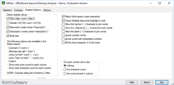 GRSoftware Keyword Density Analyzer screenshot 4