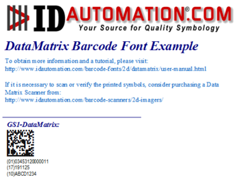 GS1 DataMatrix Font and Encoder Suite screenshot