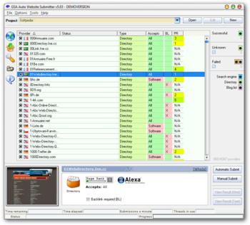 GSA Auto Website Submitter screenshot