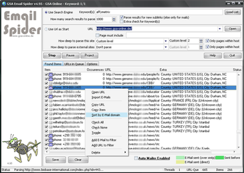 GSA Email Spider screenshot 2