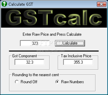 GSTcalc screenshot