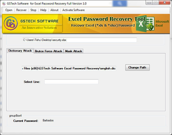 GSTech Excel File Password Recovery screenshot