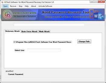 GSTech Software for Word Password Recovery screenshot