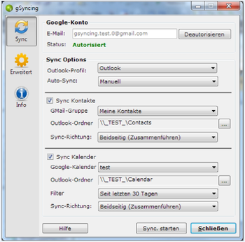gSyncing screenshot