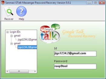 GTalk password finder software screenshot