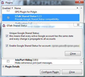 Gtalk Shared Status screenshot