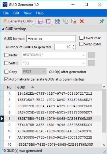 GUID Generator screenshot