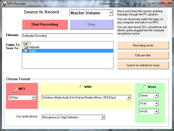 Guitartab.co.uk MP3 Recorder screenshot