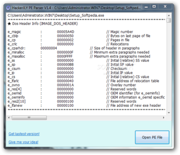 HackerJLY PE Parser screenshot