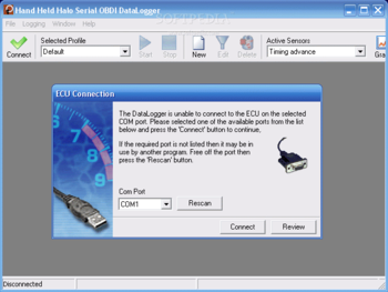 Hand Held Halo Serial OBDI Datalogger screenshot