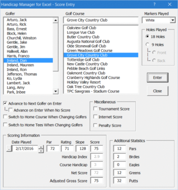 Handicap Manager for Excel screenshot 4