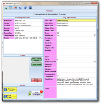 HAPaudioTags screenshot 2