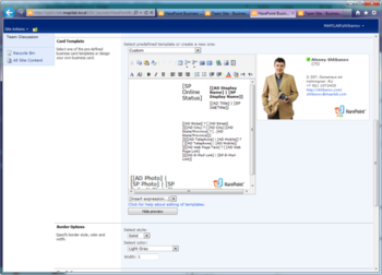 HarePoint Business Cards for SharePoint screenshot